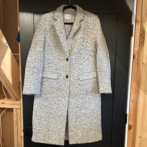 LOFT Gray Bouclé Single-Breasted Long Coat